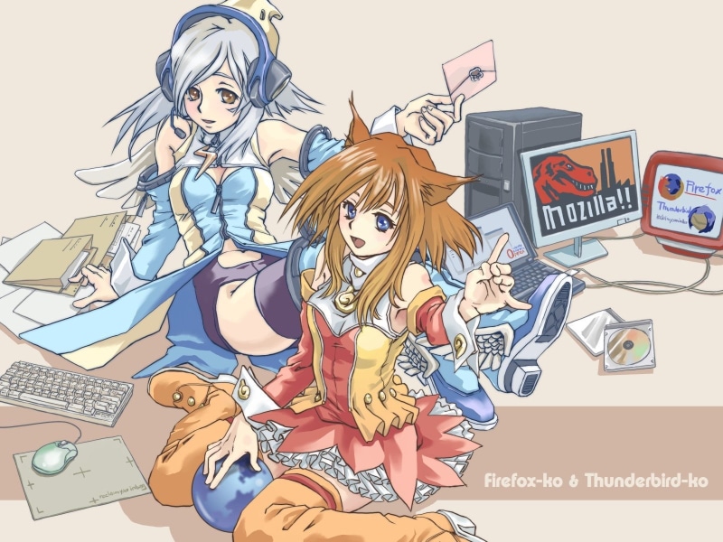 communication, Thunderbird-Tan, human representation, young adult, women, creativity, art and craft, OS-tan, 720P, two people, Computer, adult, blond hair