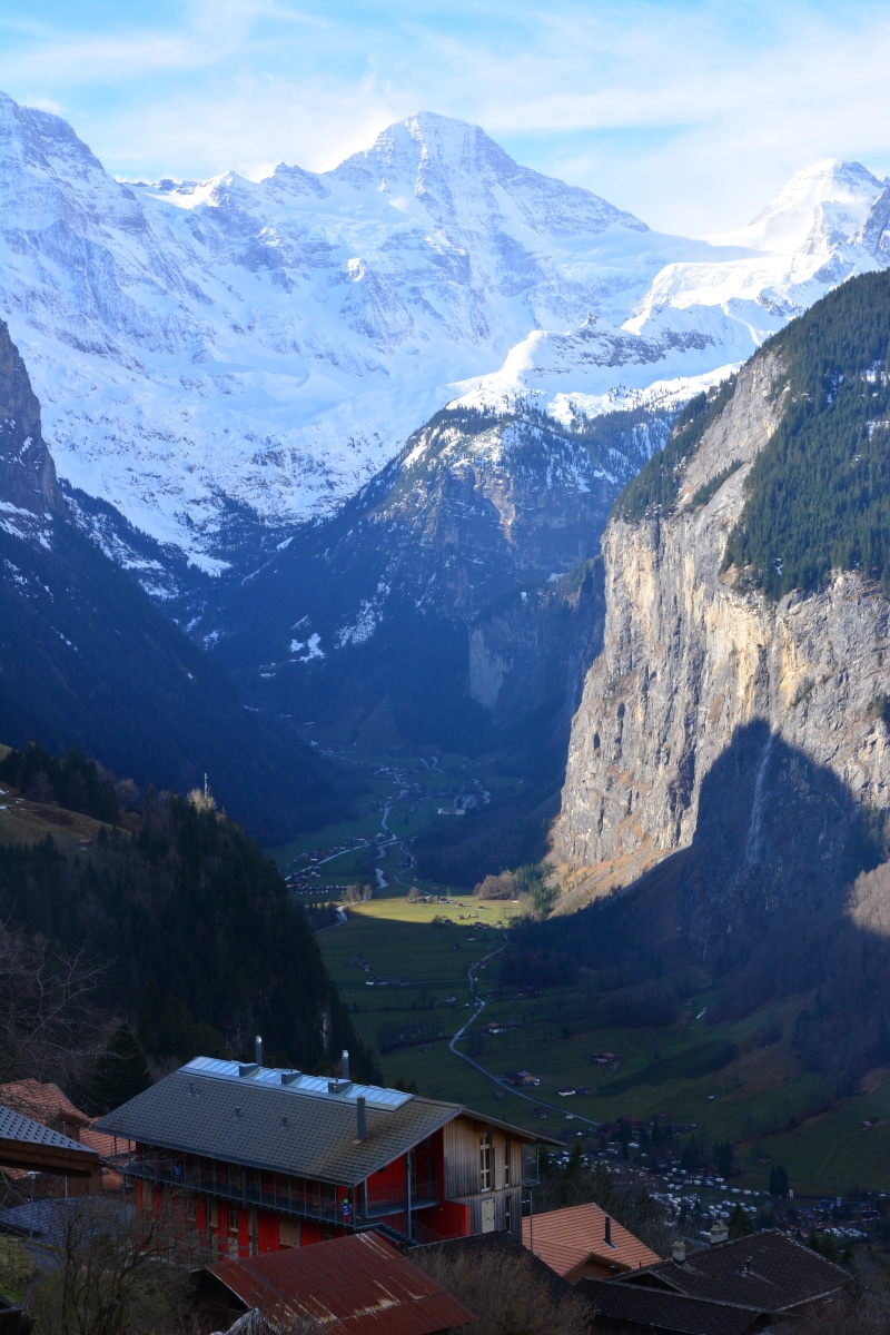 glacier, mountain range, no people, lauterbrunnen, 5K, house, building exterior, environment, roof, scenics - nature, icecap, winter, outdoors, sky, day