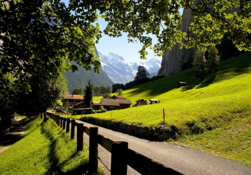 environment, valley, blue, Lauterbrunnen, italy, agriculture, beauty In Nature, no People, mountain, shadow, pasture, field, Jungfrau, land, Camping Jungfrau