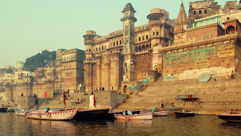 nature and landscapes, boat, india, temple, river, city, varanasi, 1080P