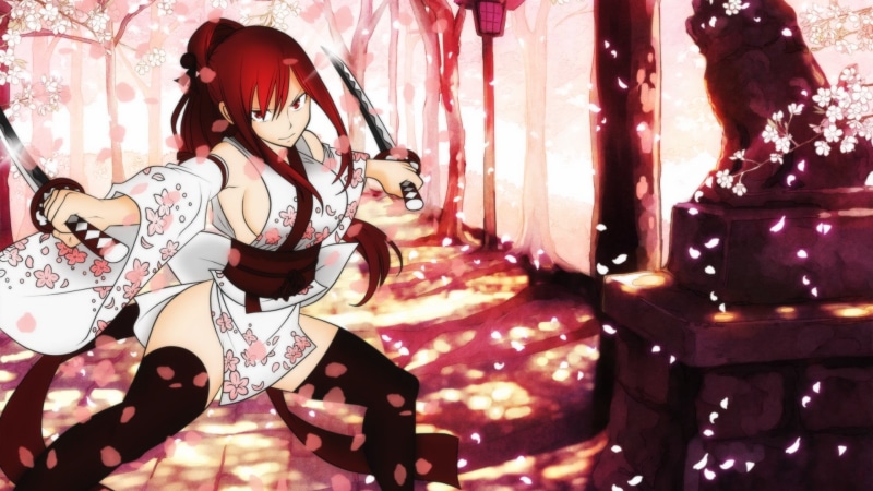 pattern, females, color Image, Katana, Girl, human representation, 1080P, women, adult, one Person, Fairy Tail, illuminated, young Women, floral pattern