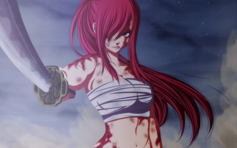 art, tail, red, anime, hair, 1080P, fairy, tale, scarlet, sword, erza, the