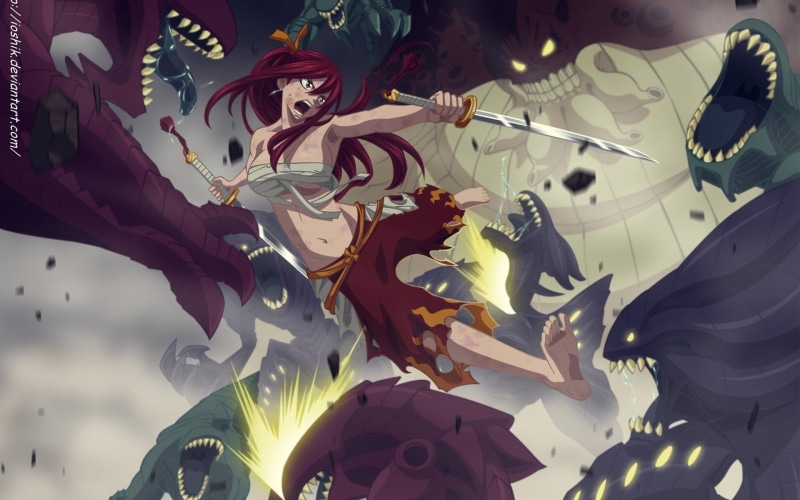 Fairy Tail, tail, art, fairy, x, erza, 1080P, anime, Scarlet Erza, scarlet, hd