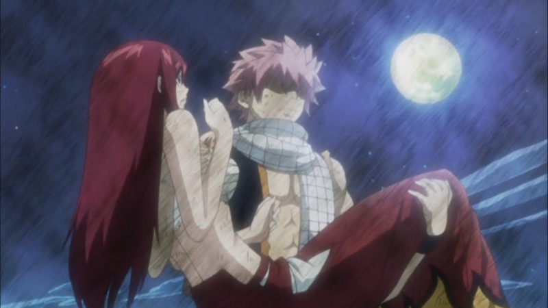 hairstyle, hair, waist up, indoors, Fairy Tail, adult, Scarlet Erza, Dragneel Natsu, love, lifestyles, people, togetherness, bonding, digital composite