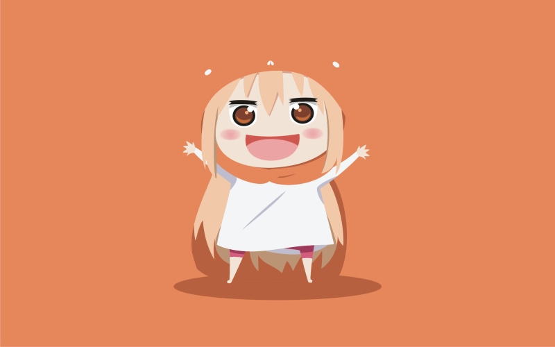 copy space, Himouto! Umaru-chan, art and craft, anime girls, studio shot, creativity, front view, human representation, cartoon, smiling, colored background