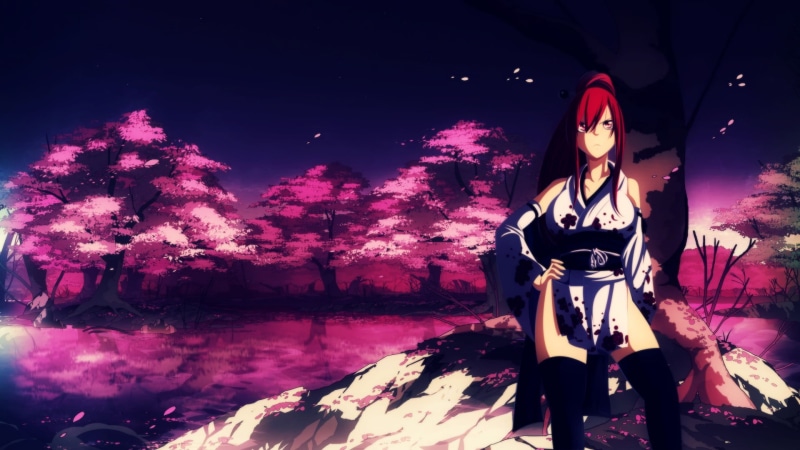front view, adult, beautiful woman, young adult, women, Scarlet Erza, anime girls, 1080P, nature, young women, Fairy Tail, real people, leisure activity