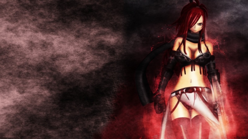 fairy, scarlet, soft, x, tail, hd, anime, Fairy Tail, art, erza, girls, 2K, shading