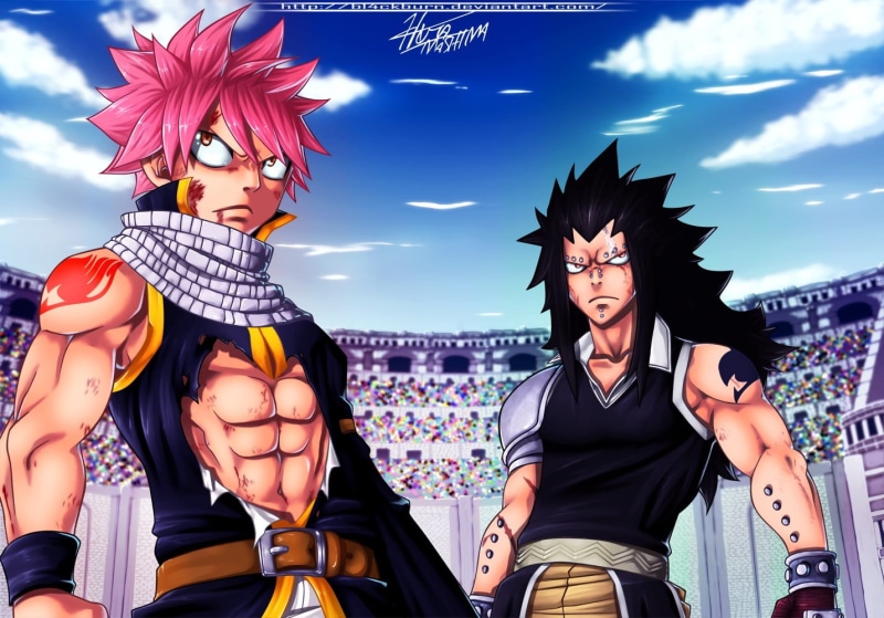 Dragneel Natsu, Gajeel Redfox, cloud - sky, men, young adult, lifestyles, costume, two people, people, disguise, happiness, representation, art and craft