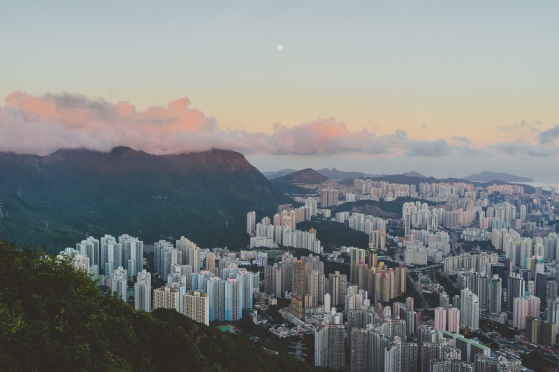 blue, built Structure, buildings, cloud, high angle view, famous Place, nature, skyline, building Exterior, sunset, downtown District, aerial, asia, residential district