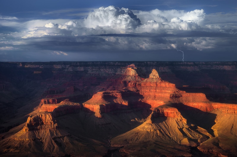 mountains, National Park Grand Canyon, 1080P, Arizona, black, rocks, Grand Canyon, brown, clouds, desert, USA, lightning, the sky