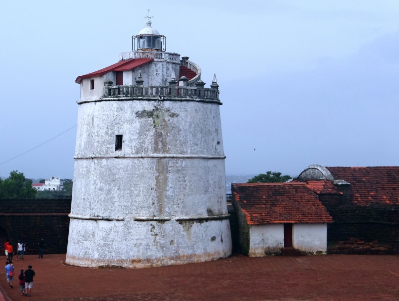 india, guidance, goa, outdoors, travel, sky, 17th century, aguada, old, architecture, the past, tower, wall, aguada fort, no people, day, portugese fort