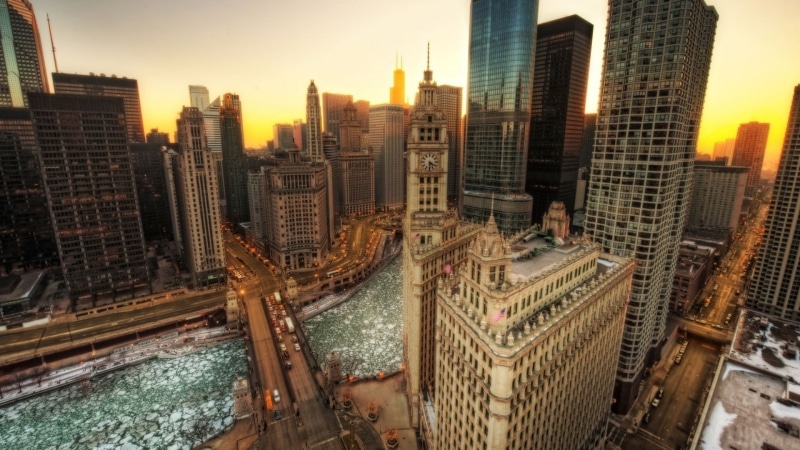 city, office building exterior, urban skyline, residential district, river, building, cityscape, tower, built structure, building exterior, HDR, sunset