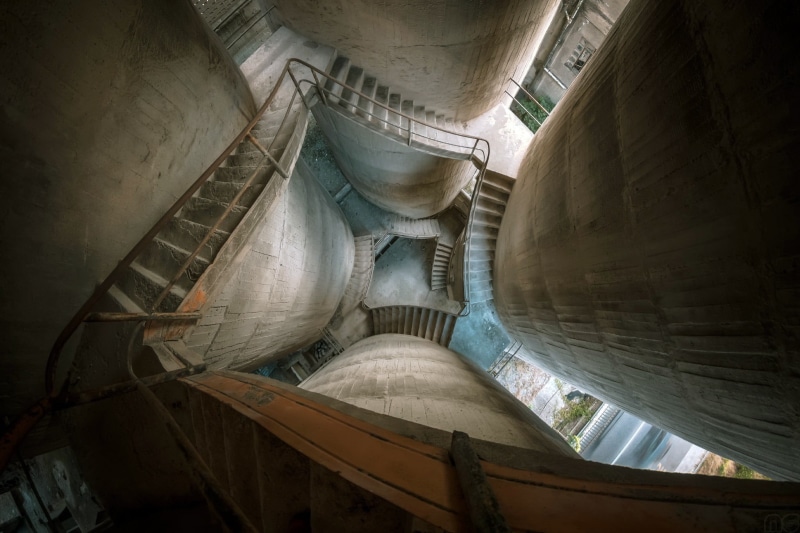 concrete, indoors, no people, armchair, run-down, industry, technology, sunlight, factory, tower, fuel and power generation, hydroelectric power, dam, brown