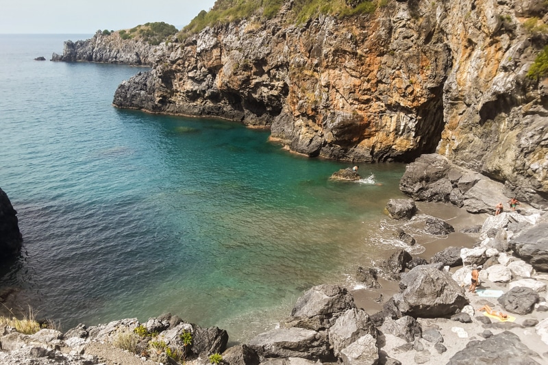 San Nicola Arcella, Sea, outdoors, rock formation, solid, water, non-urban scene, bay, high angle view, beach, rock - object, no people, nature, rocky coastline