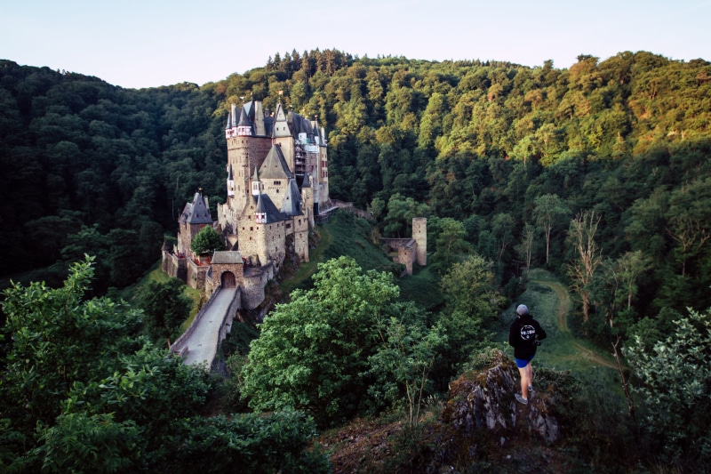 architecture, built structure, mosel, tree, plant, medieval, day, green color, wall, no people, archway, middle ages, places of interest, castles, mountain