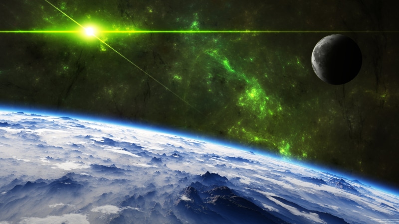 digital, science, orbiting, astronomy, stars, beauty in nature, light, landscape, mountains, digital composite, planet - Space, clouds, planet earth, galaxy