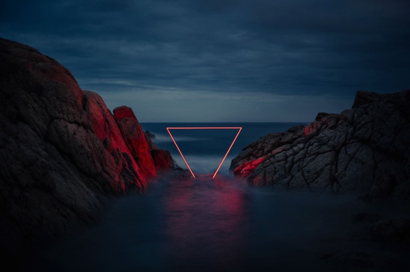 rock - Object, sea, no People, artwork, the way forward, summer, reflection, water, geometry, lake, non-urban scene, triangle, tranquility, landscape, tranquil scene
