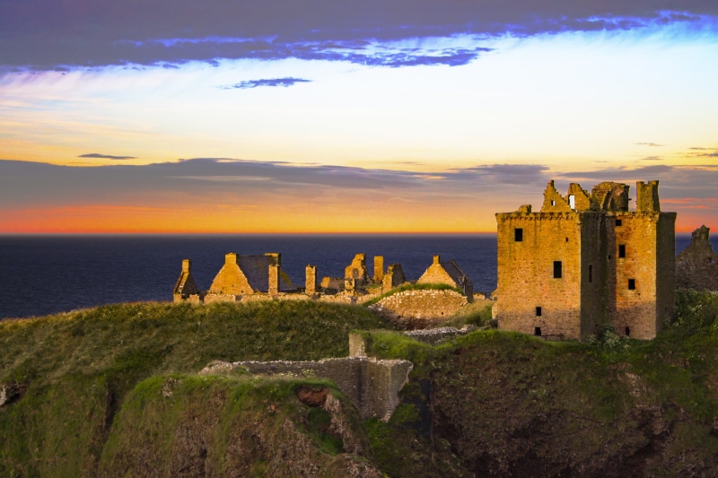 building, white, golden, castle, uk, aberdeenshire, scenery, tranquility, landmark, scenics - nature, no people, near, coast, built structure, ocean, architecture