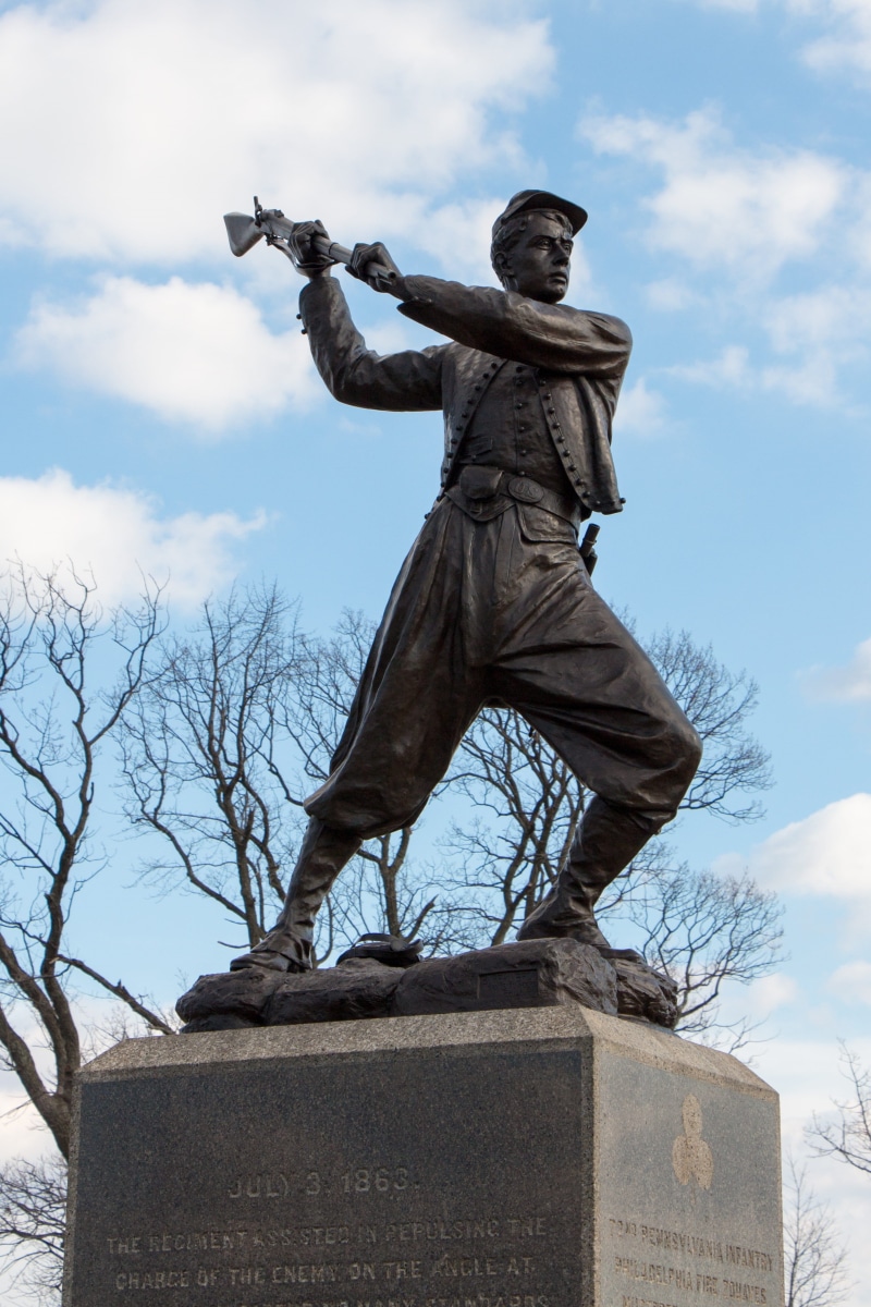 sky, craft, war, no people, south, cloud - sky, historical, pennsylvania, statue, art and craft, new York City, Civil War, monument, historic, nature, low angle view