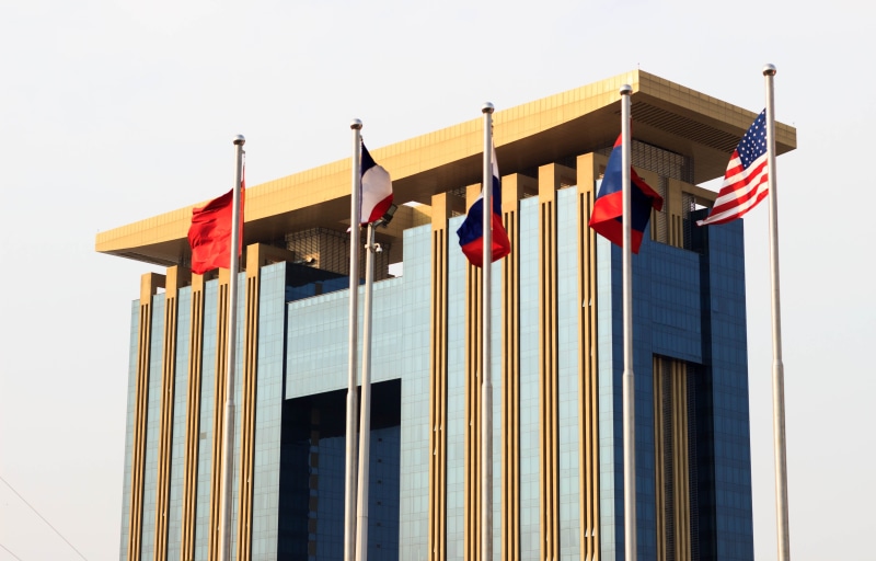 5K, historic, clear sky, Building, travel, government, Corporation, flag, Flags, national, vietnam, no people, architecture, city, power, building exterior