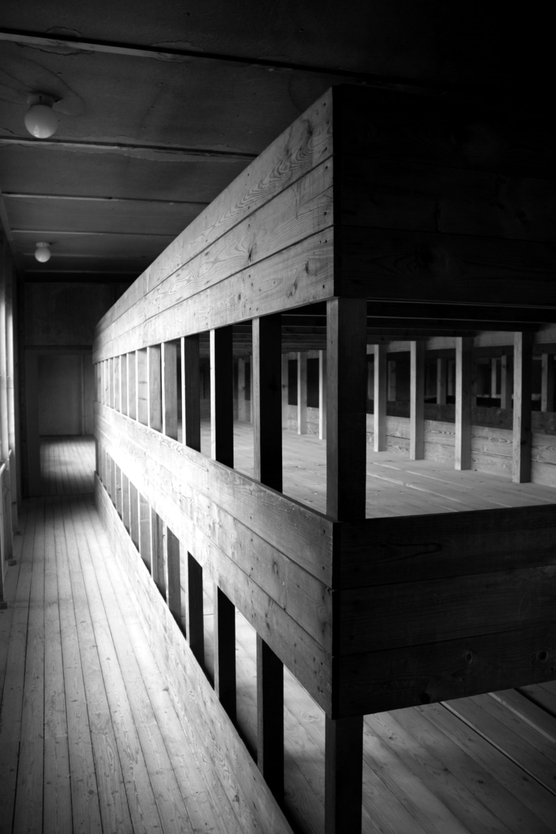 4K, absence, day, long, dormitory, no people, pattern, flooring, direction, kz, indoors, dachau, built structure, barracks, architectural column, building