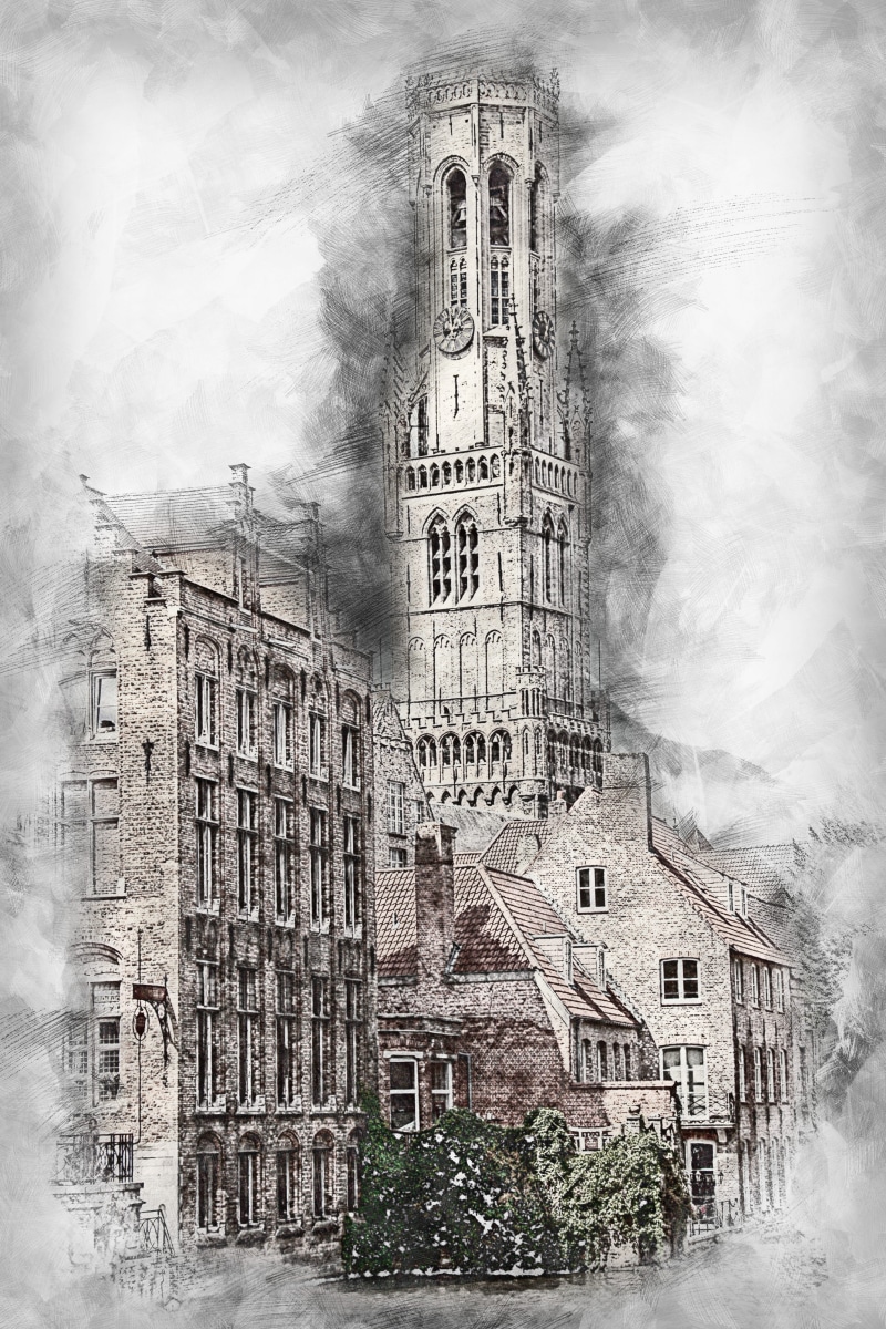 masonry, travel destinations, bruges, middle ages, built structure, nature, river, tower, old buildings, channel, tourism, place of worship, romantic, high