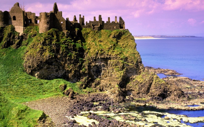 castle, nature, tranquility, ruined, water, 1080P, architecture, Ireland, rock, scenics - nature, outdoors, history, travel destinations, Dunluce Castle
