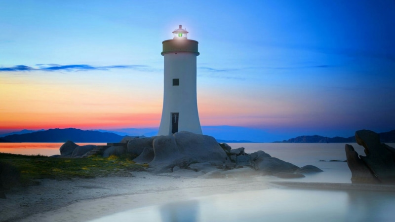 horizon, blue, no people, sky, guidance, tranquility, dusk, porto conte regional park, dawn, scenics - nature, sardinia, water, building exterior, calm