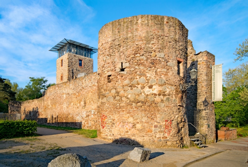 places of interest, outdoors, hesse, sunlight, wall, 5K, city wall, the past, cloud - sky, building, sky, tree, nature, old town, watchtower, built structure