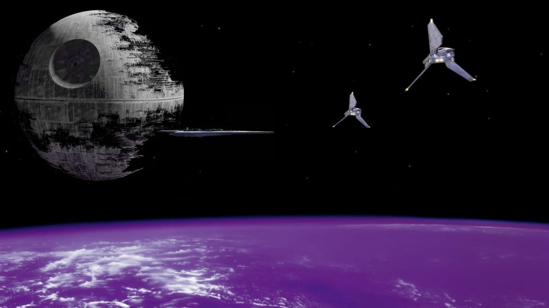 mid-air, nature, digital composite, Star Wars: Episode VI - The Return of the Jedi, flying, indoors, sky, astronomy, animal themes, Star Wars, planet - space
