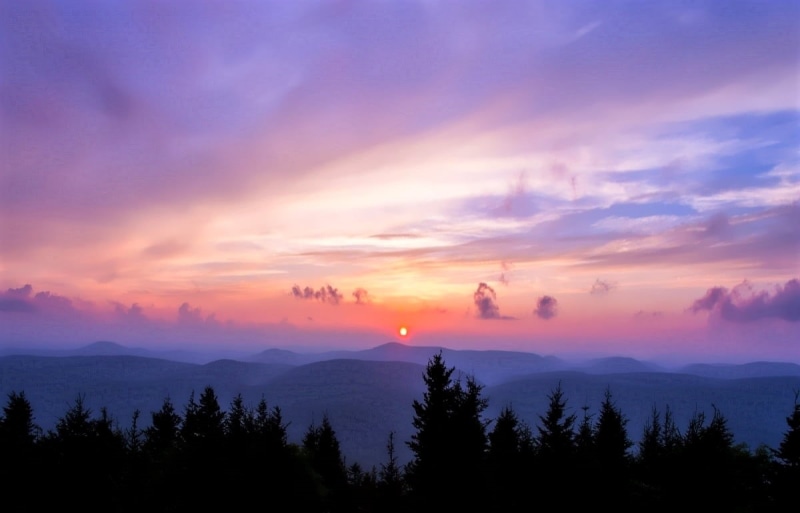 idyllic, orange color, no people, sky, Twilight, mountain, non-urban scene, scenics - nature, West Virginia Twilight, Sun, environment, West Virginia, plant