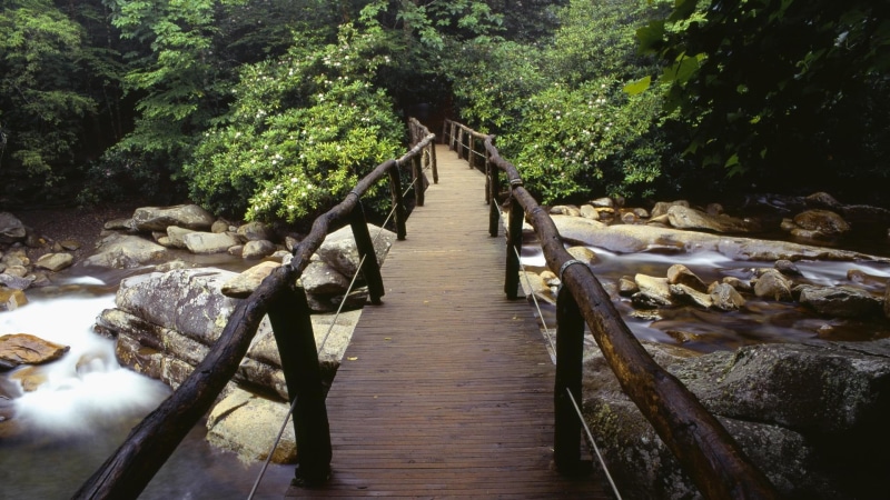 park, 1920x1080, 1080P, nature, smoky, wooden, great smoky mountains, tennessee, great, bridge, brown, national park, mountains, national
