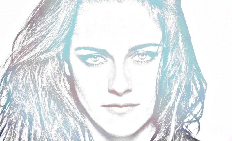 Kristen Stewart, human face, 1080P, white background, contemplation, close-up, looking at camera, human body part, hairstyle, women, body part, hair, indoors