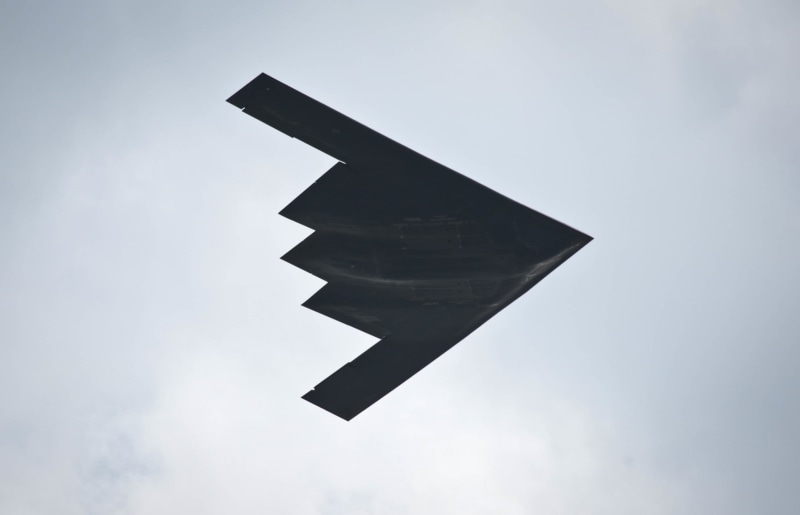 mode of transportation, stealth, airplane, no people, transportation, plane, military aircraft, nature, low angle view, metal, black color, 2K, copy space