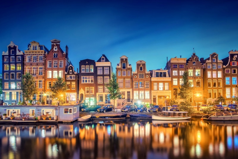 facade, Noord-Holland, transportation, reflection, cultures, concrete, europe, night, nautical Vessel, residential district, multi Colored, architecture
