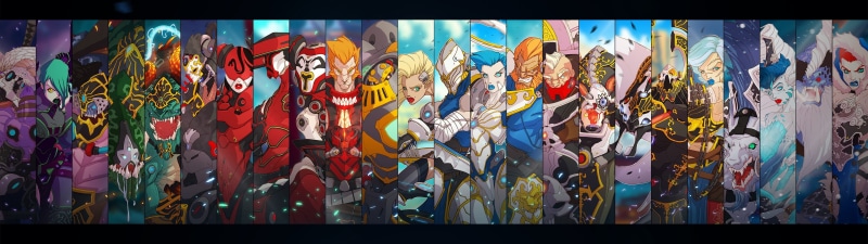 video games, creativity, panoramic, Duelyst, large group of people, nature, architecture, water, variation, sea, day, auto post production filter, characters