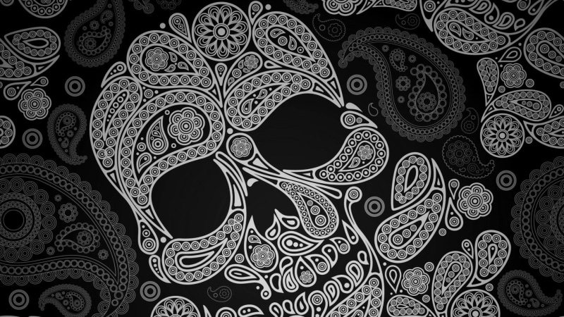 skull, paisley skull, paisley, 1080P, pattern