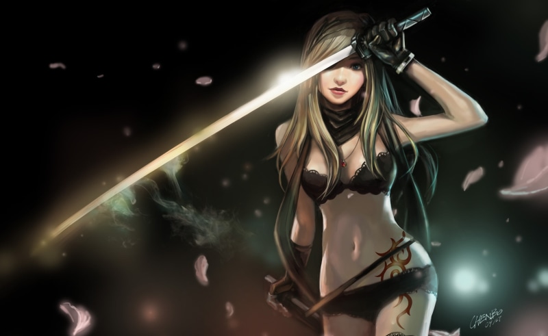 night, one person, front view, art, automata, beautiful woman, illuminated, hairstyle, beauty, real people, Artistic, blond hair, women, nier