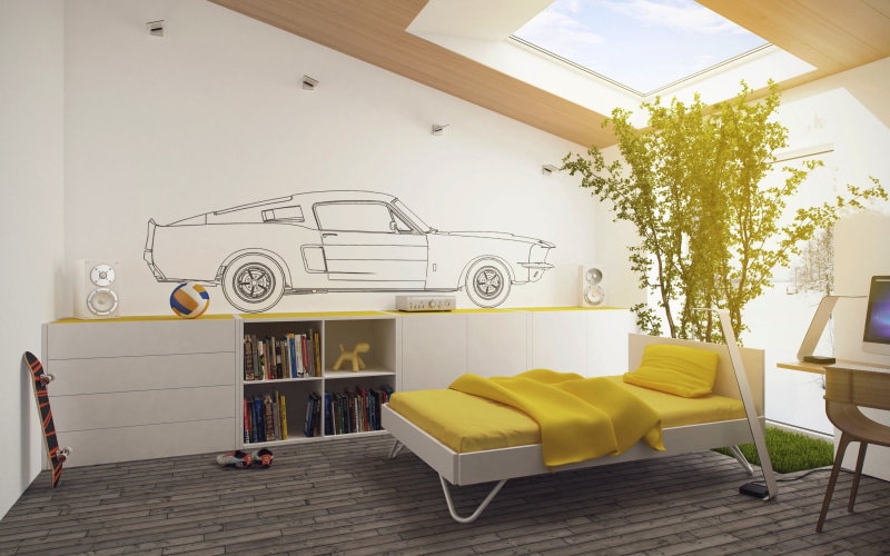 white, kids room, interior, design, style, yellow, 2K, room, childrens