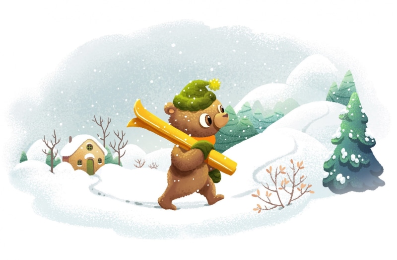 Bear, Adventure, Snow, Illustration, oscar, Cute, Children, Design, Season, Winter, Animals, Story, 1080P