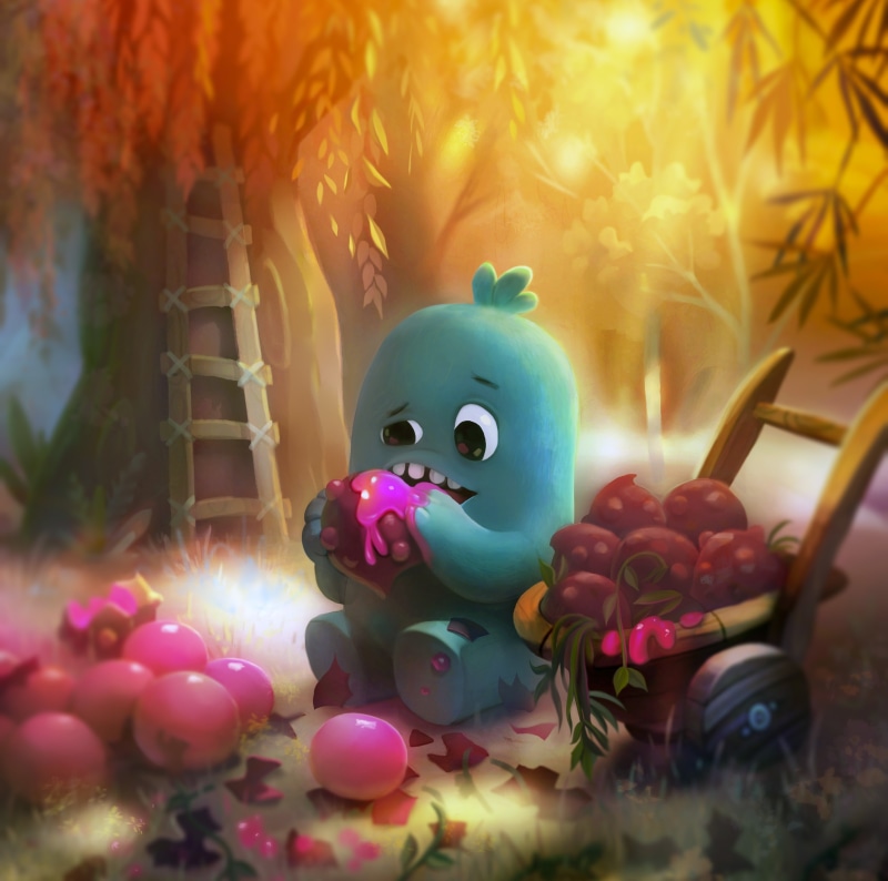 tree, spooky, plant, Monster, 4K, art and craft, decoration, Drawing, toothless, Fantasy, Monte, Fruits, Cute, Adventure, outdoors, Eating, nature, little