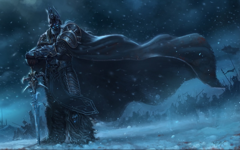 2K, lich, world of warcraft, world, artwork, swords, king, art, x, video, snow, games, hd, armor, warcraft, arthas