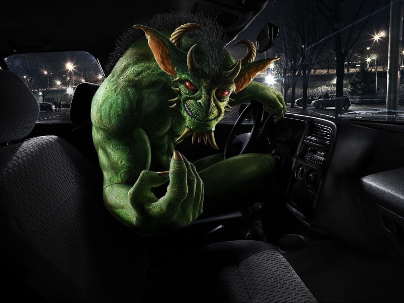 fantasy art, night, seat, green color, travel, animal representation, indoors, horns, sitting, 720P, transportation, mode of transportation, illuminated