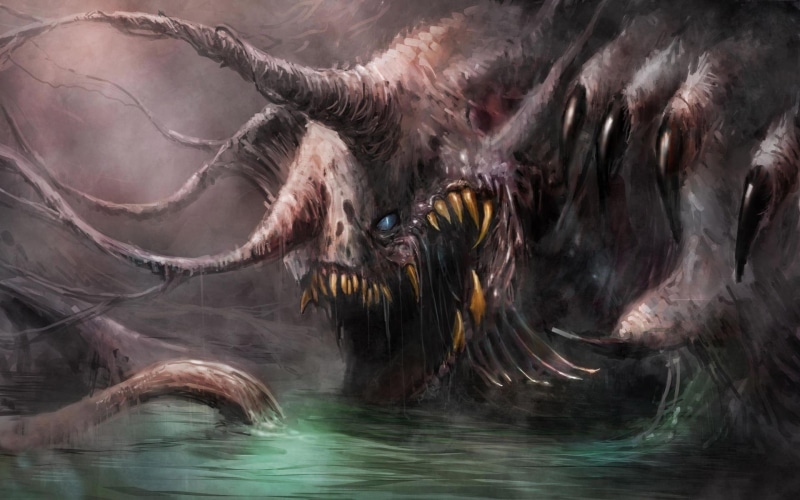 monster, creature, horn, illustration, 1080P, brown, myth, fantasy, 1920x1200, claw, mythological