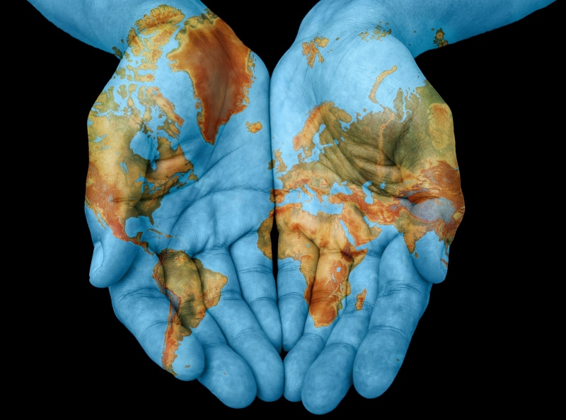 hand, map, Aero, people, body part, palm, brown, close-up, Hands, Space, blue, human body part, healthcare and medicine, Earth, Universe, religion, human hand