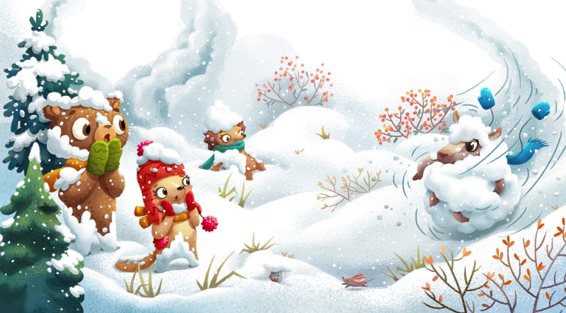 Adventure, Story, Cute, Animals, Winter, Friends, Season, Children, Design, oscar, Illustration, Snow, Bear, 2K