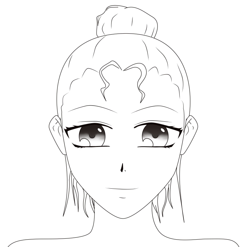 manga, lady, face, headshot, character, studio shot, for coloring, still life, human face, young, smiling, body part, cartoon, anime, 8K, copy space, female