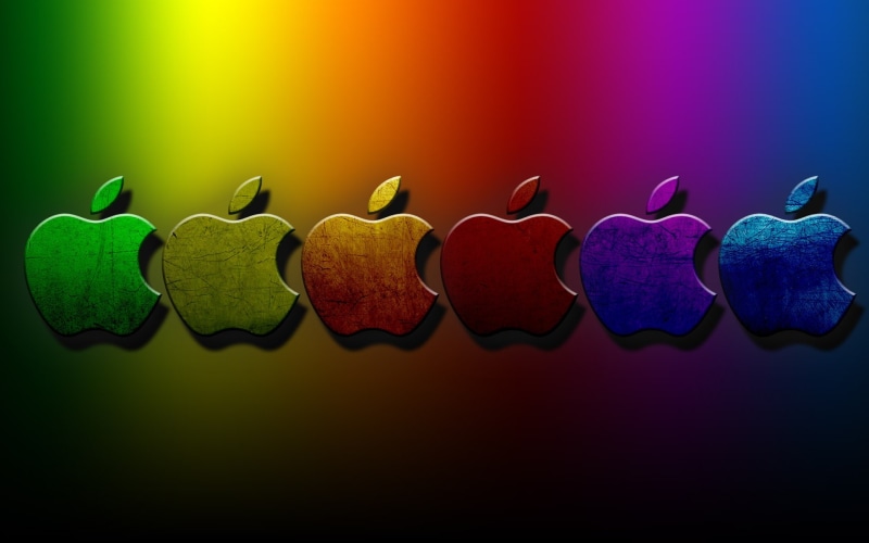 3D, 1080P, d, Apple, background, Colorful