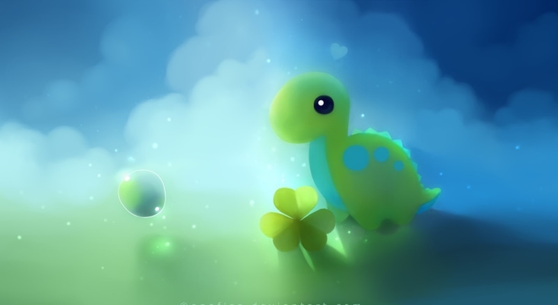 Dinosaur, animals in the wild, underwater, blue clouds, Cute, sea, no people, 1080P, animal representation, marine, swimming, Artistic, bubble, Bubbles