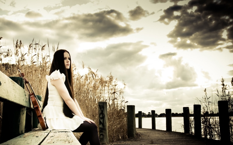 2K, Long, Music, Hair, Girl, Violin, Nature